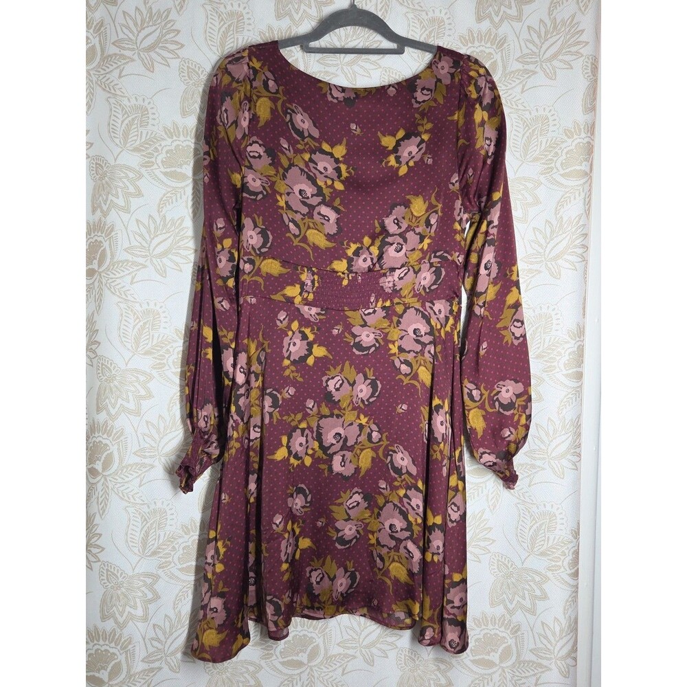 Free People Dress Morning Light Mini Purple Floral Keyhole sz10 Whimsy Fairy EUC - Picture 8 of 16